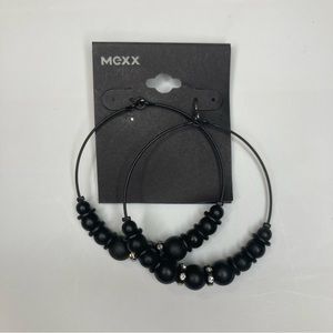 Mexx NWT Black Beaded Hook Jewelry Earrings Retail $22.90